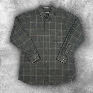 Forsyth of Canada Inc. Mens Plaid Long Sleeve Button Up Shirt Medium Grey